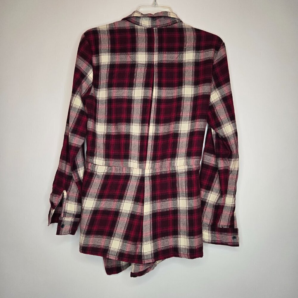 Wild Blue Sadie Robertson Red Plaid Cardigan Completer Shirt Top Sz S - Picture 5 of 16
